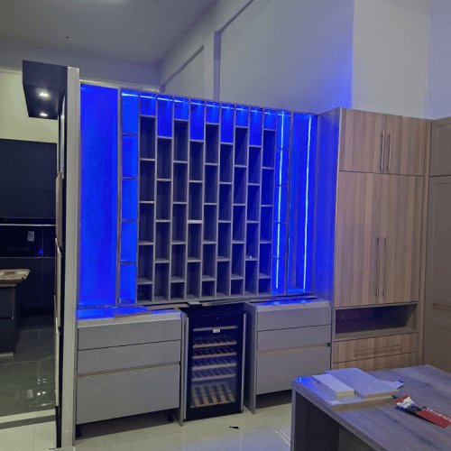 Blue Lighting mounted shelf - TrevSpark Completed Work