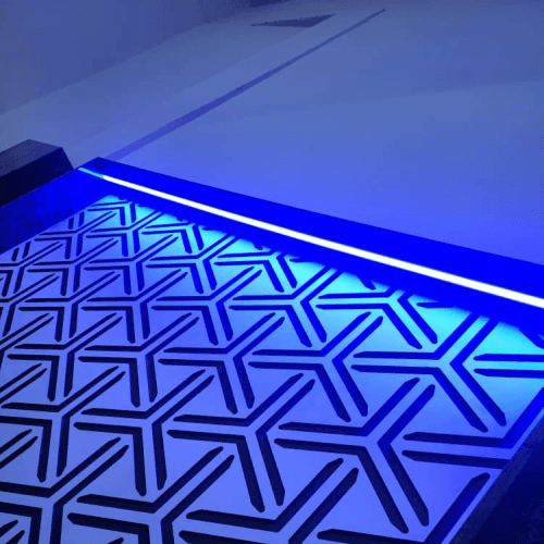 blue lighting on wall - TrevSpark Completed Work